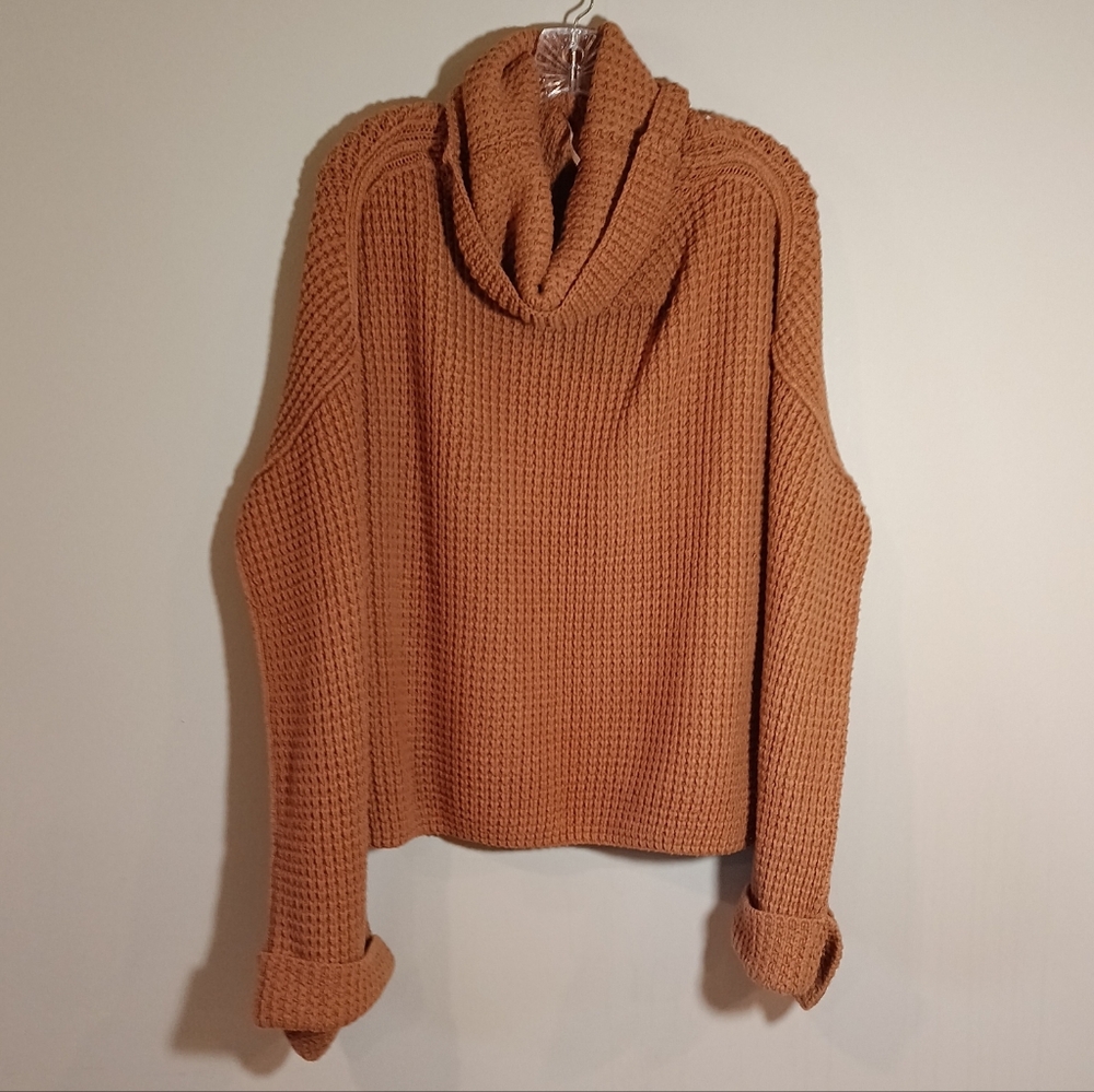 Free People Park City Waffle Knit Pullover Brown Size M